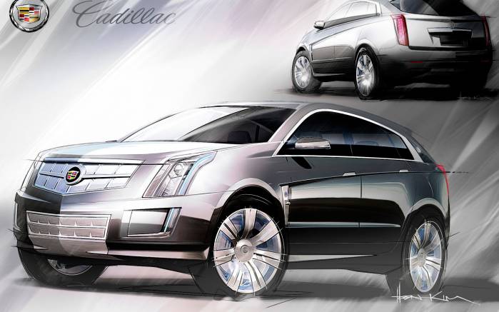 Широкоформатные обои Два Cadillac Provoq Fuel Cell, Два Кадиллак Провок Фьюел Сел (Cadillac Provoq Fuel Cell)